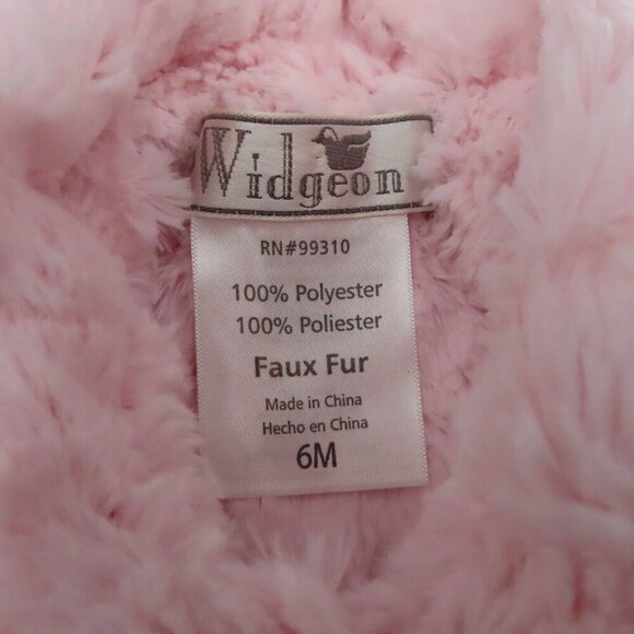 Widgeon Baby Girls 6M Pink Plush Fuzzy Collared Snap Front Bow Jacket Coat - Picture 4 of 8